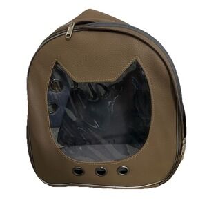 Purrfectiion Portable Travel Cat Pet Carrier See Through Khaki Backpack-PB3